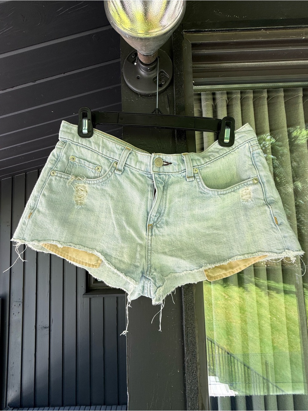 rag & bone Light Blue Distressed Denim Cutoff Shorts